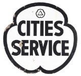 Cities Service Gasoline Porcelain Clover Shaped Sign.