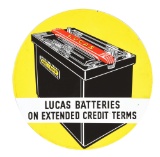 Lucas Batteries Porcelain Sign with Battery Graphic.