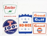 Lot Of 5: Porcelain Gasoline Pump Plate Signs.