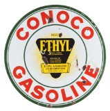 Conoco Gasoline Porcelain Sign w/ Ethyl Burst Logo.