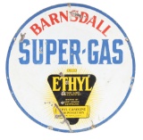 Barnsdall Super Gas Porcelain Sign w/ Ethyl Burst Graphic.