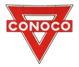 Conoco Gasoline Diecut Porcelain Sign.