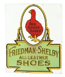 Red Goose Shoes Porcelain Sign with Goose Graphic.