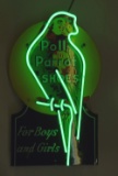 Poll Parrot Shoes For Boys & Girls Porcelain Diecut Neon Sign.
