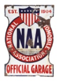 National Automobile Association Official Garage Porcelain Sign.