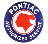 Pontiac Authorized Service Porcelain Sign with Indian Graphic.