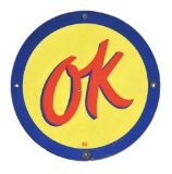 OK Used Cars Porcelain Dealership Sign.