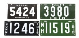 Lot of 4: Porcelain Automobile License Plates.