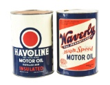 Lot Of 2: Havoline & Waverly Motor Oil Five Quart Cans.