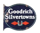 Goodrich Silvertowns Tires Porcelain Flange Sign.