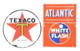 Lot Of 2: Texaco & Atlantic Gasoline Porcelain Signs.