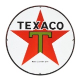 Texaco Gasoline & Motor Oil Porcelain Oil Cart Sign.