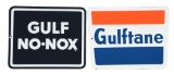 Lot Of 2: Gulf Gasoline Porcelain Pump Plates.