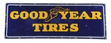 Goodyear Tires Porcelain Sign with Winged Foot Graphic.