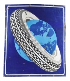 Rare Goodyear Balloon Cord Tires Porcelain Sign w/ Tire & Globe Graphic.