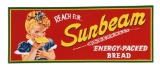 Sunbeam Bread Embossed Tin Sign with Girl Graphic.