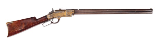 (A) Magnificent Henry 1860 Rifle Engraved & Silver Plated With Deluxe Wood (1st Year - 1860).