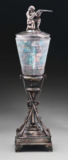 Silver Plated 1887 Pennsylvania Championship Rifle Figural Trophy.