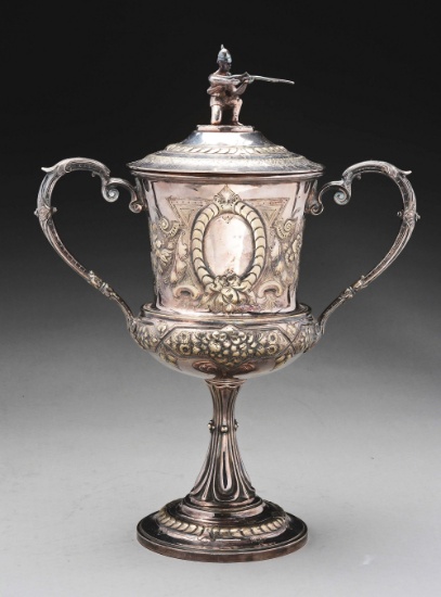 Silver Plated English Military Figural Trophy.