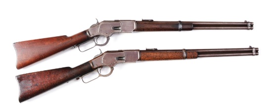 (A) Consecutive Pair of Winchester Model 1873 Lever Action Carbines - Victorian Prison System (1884)