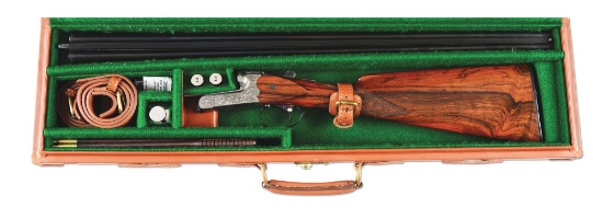 (M) Masterwork Signed Merkel 147SL 28 Gauge Boxlock Ejector Single Trigger Game Gun with Case.