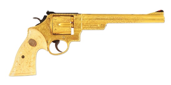 (C) Completely Gold Plated & Engraved Smith & Wesson Pre-Model 27 .357 Double Action Revolver - Once