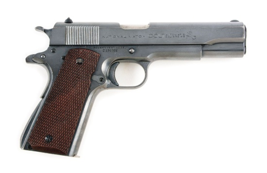 (C) Pre-War Colt Model 1911A1 National Match Semi-Automatic Pistol (1935).