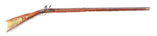 (A) Fullstock Flintlock Kentucky Long Rifle Carved & Signed by Peter White.