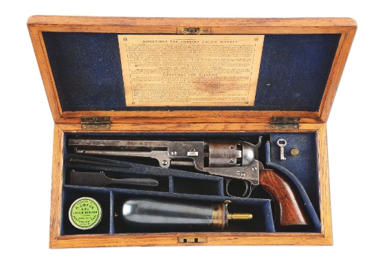 (A) Cased London Colt Model 1851 Black Navy Revolver.