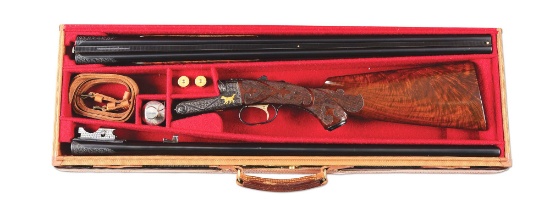(C) Custom 20 Gauge Winchester Model 21 Grand American Shotgun Two Barrel Set with Case.