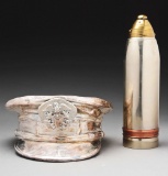 Silver Plated U.S. Navy Officer's Dress Cap & Projectile Cocktail Shaker.