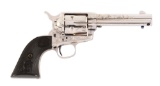 (A) Factory Engraved Nickel Colt Single Action Army Revolver (1884).