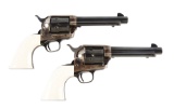 (C) Lot of 2: 1st year Colt 2nd Generation Single Action Army Revolvers (1956).