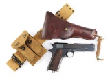 (C) Colt Model 1911 U.S. Army Semi-Automatic Pistol with Belt & Holster.