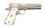 (M) Fully Engraved & Nickel Plated Colt Mk IV Series 70 .38 Super Semi-Automatic Pistol (1981).