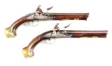 (A) Documented Pair of Early English Flintlock Officer's Pistols by Jones.