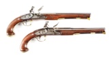 (A) Fine Pair of Flintlock Officer's Pistols by Grice.