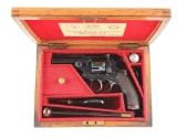 (A) Cased Dealer Marked English Double Action Revolver.