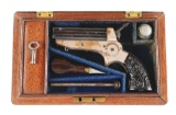 (A) Cased E.M. Reilly London Dealer Marked Sharps Patent 4-Barrel Deringer Pistol.