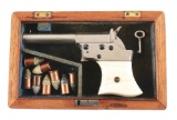 (A) Cased Nickel Remington Vest Pocket Deringer with Ivory Grips.