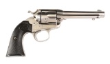 (C) Copper Queen Mine Nickel Colt Bisley Model Single Action Army Revolver.