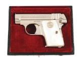 (C) Cased Nickel Colt Model 1908 Semi-Automatic Pocket Pistol with Pearl Grips (1927).