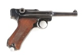 (C) Nazi Marked German Mauser P.08 Luger 1937 Dated S/42 Semi-Automatic Pistol.