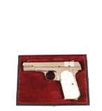 (C) Cased Colt Nickel Model 1903 Semi-Automatic Pistol (1921).