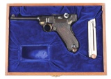 (C) Cased 1900 Commercial Luger Semi-Automatic Pistol.