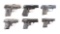 (C)Lot of 6: Pre-War Small European Semi-Automatic Pocket Pistols & Starter Gun.