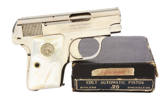 (C) Boxed Nickel Colt Model 1908 Semi-Automatic Pocket Pistol (1928).