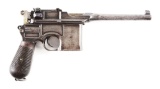 (C) German Mauser Model C96 Broomhandle British Proofed.