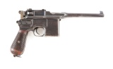(C) Mauser Model C96 Broomhandle Semi-Automatic Pistol.