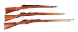 (C) Lot of 3: 2 Japanese Bolt Action Rifles and 1 French Berthier Rifle.